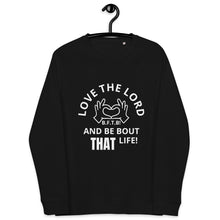 Load image into Gallery viewer, LOVE THE LORD Unisex organic raglan sweatshirt