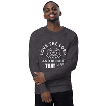 Load image into Gallery viewer, LOVE THE LORD Unisex organic raglan sweatshirt
